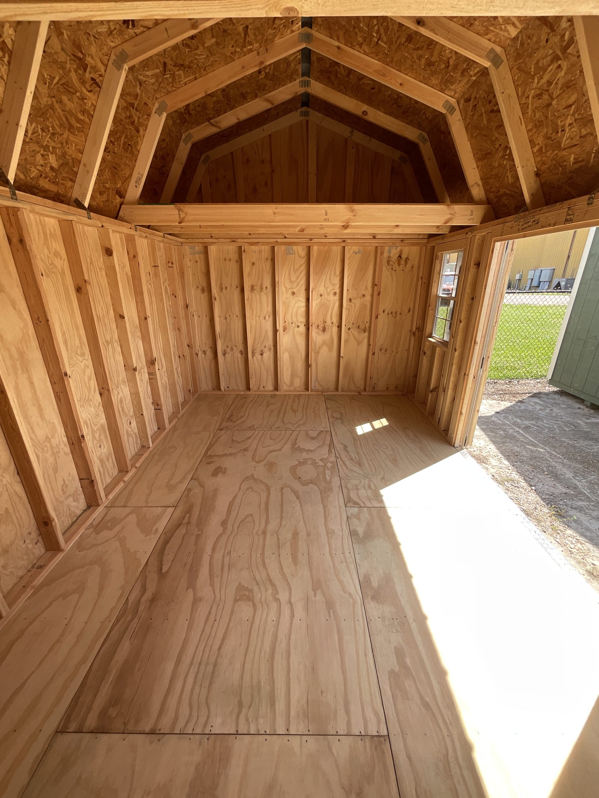 10x16 side lofted barn interior open space storage shed Hammond LA portable building