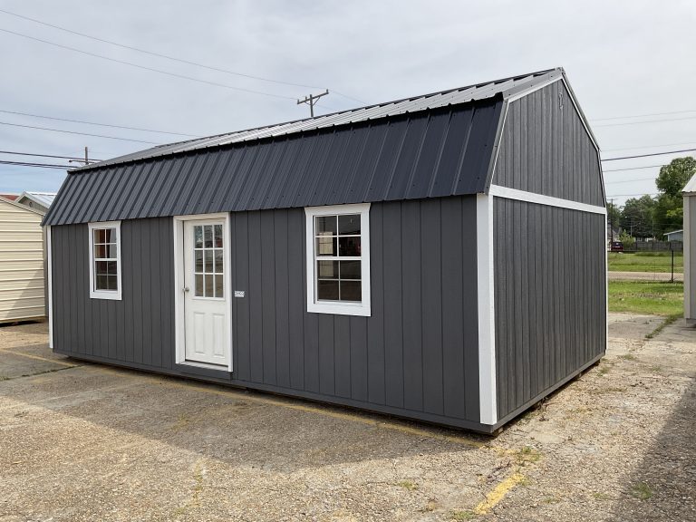 14x24 lofted barn house shell for sale in Hammond LA with metal roof and wood siding