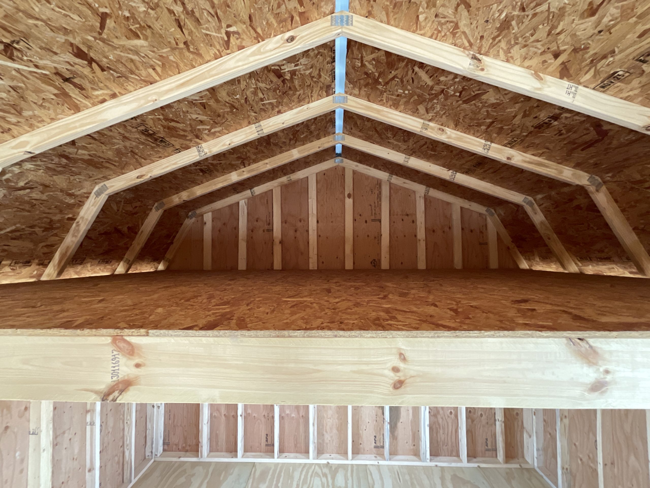 Large loft storage inside 14x24 lofted barn house shell Hammond LA