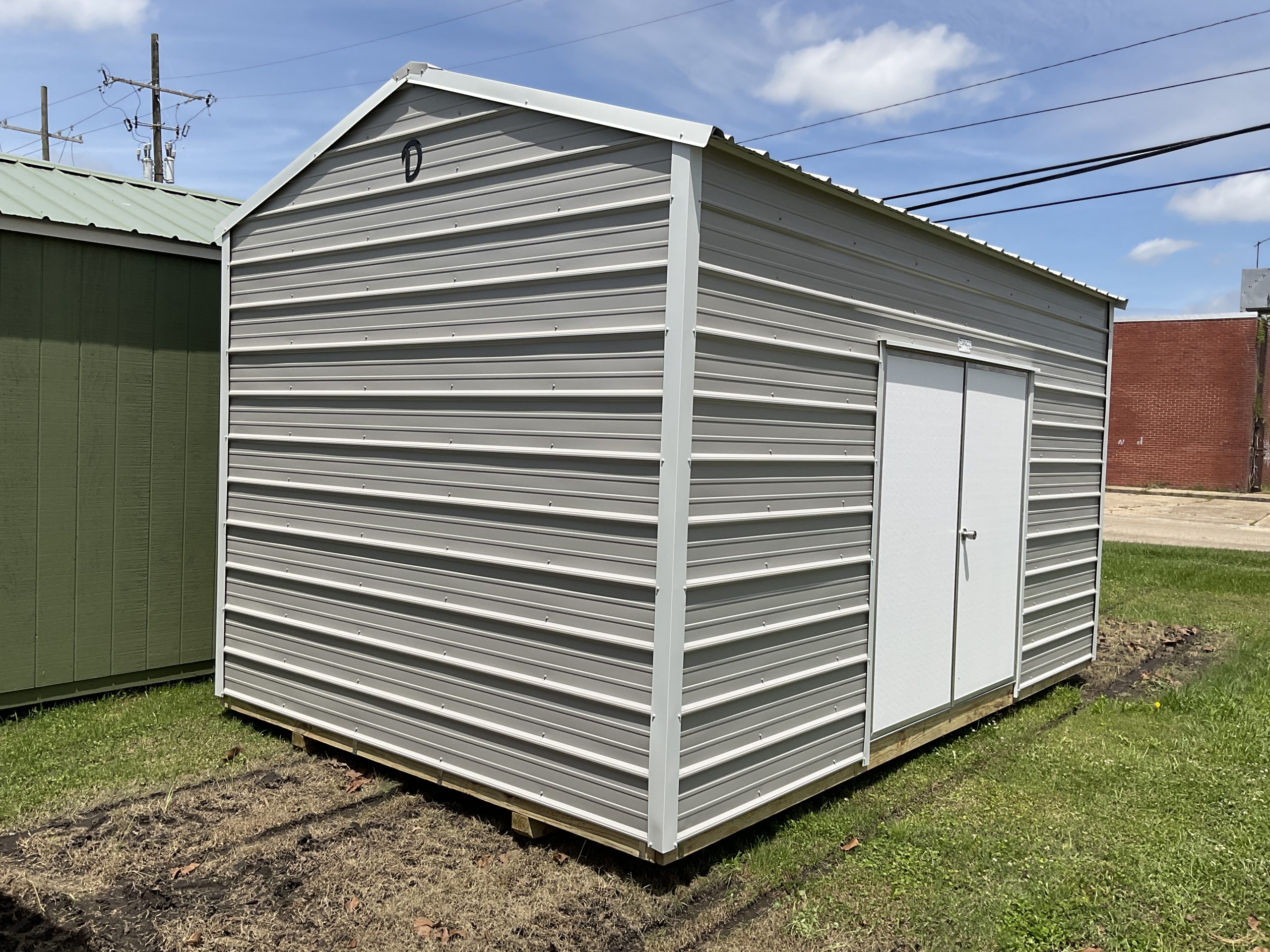 10x16 metal storage shed with double doors in Hammond Louisiana
