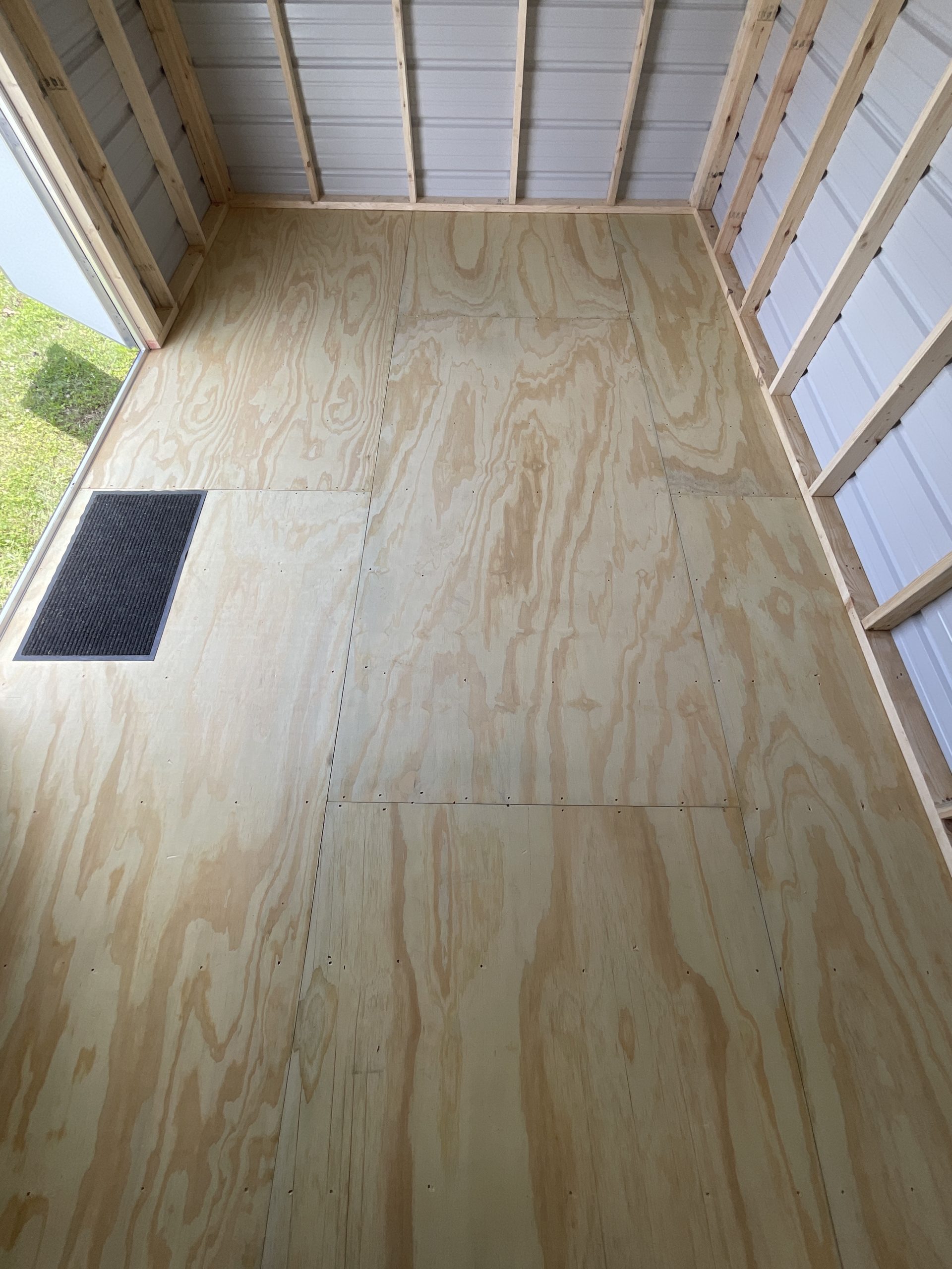 spacious interior flooring of 10x16 garden shed Hammond LA