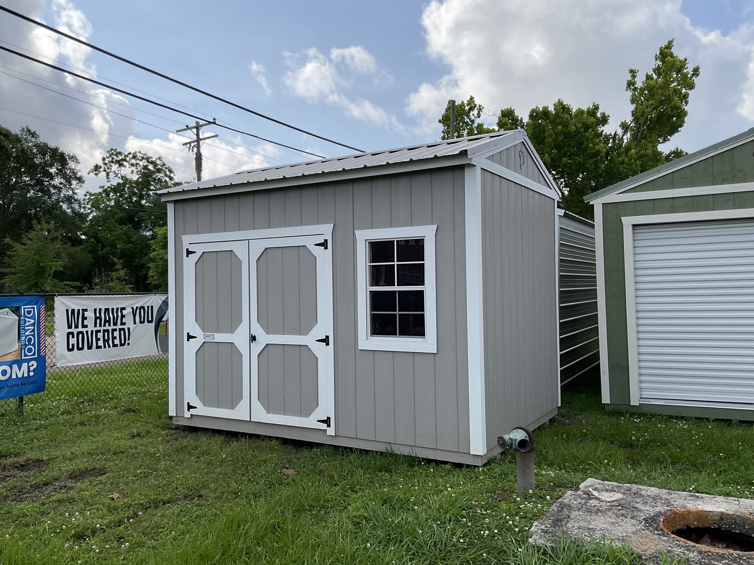 8x12 Functional Gray Garden Shed Right Side View