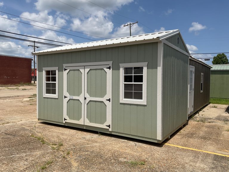 Exterior view of a premium portable storage building available in Hammond Louisiana.