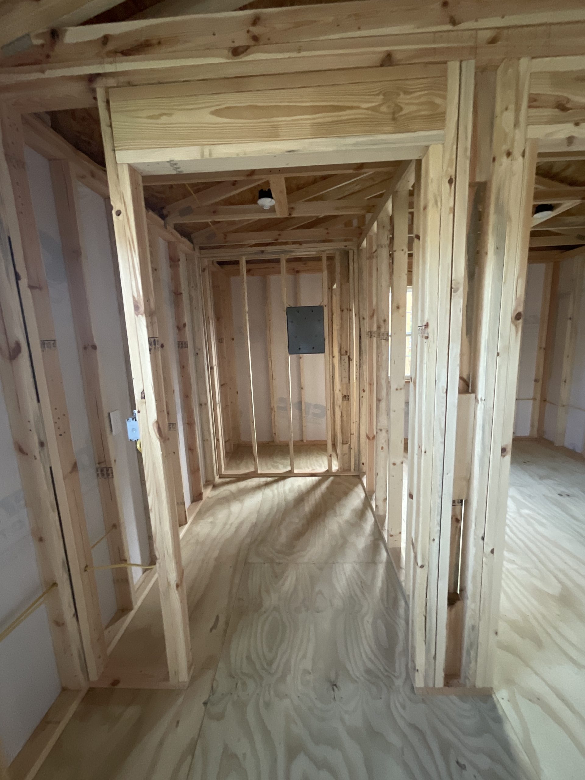Bathroom framing inside House Shell