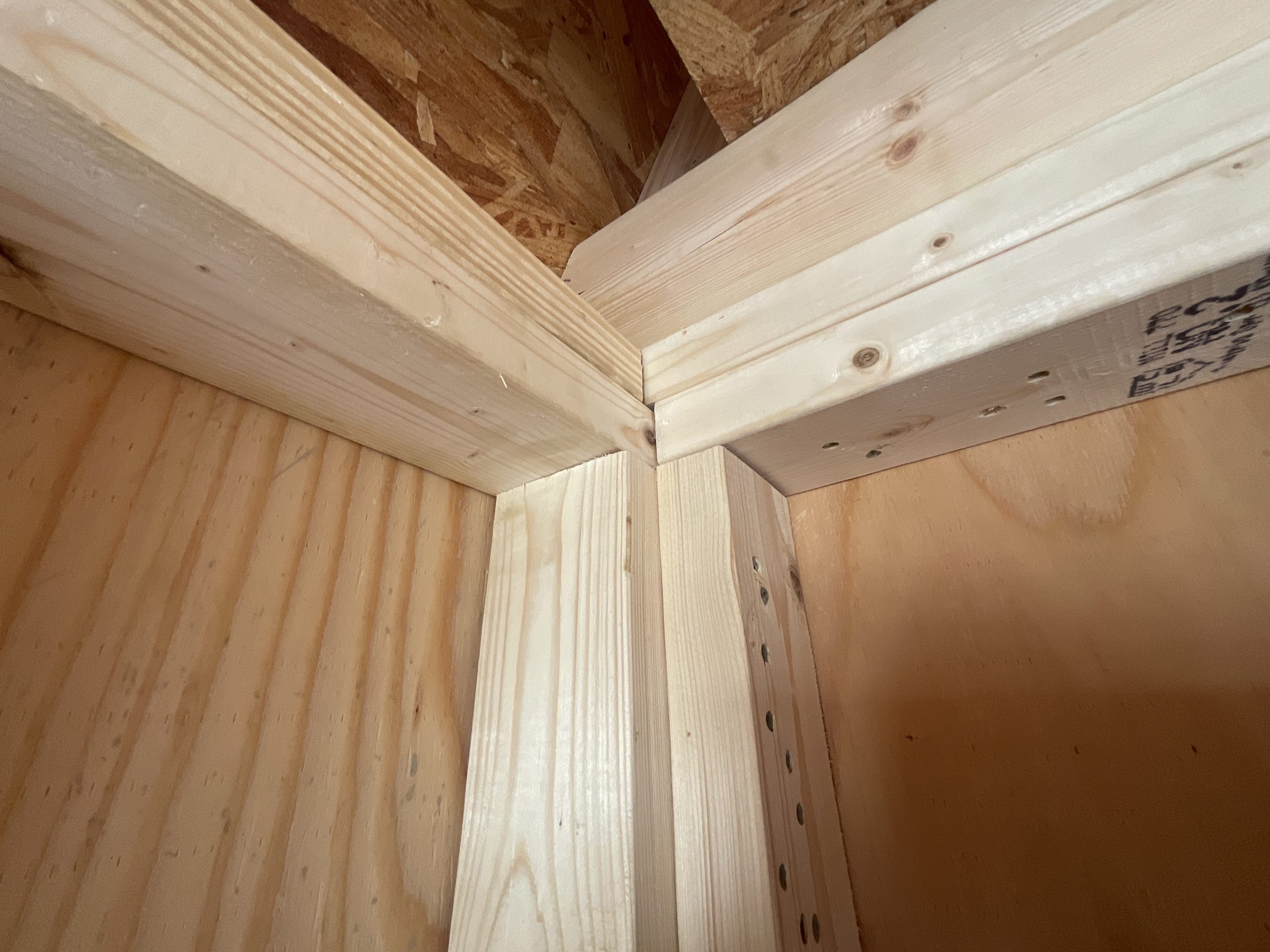 Double interlocking top plate construction in Lofted Barn storage building