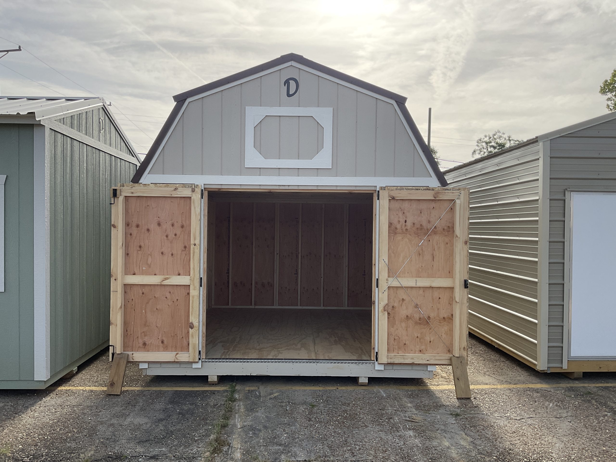 10x12 Lofted Barn with double three foot doors open creating six foot entrance